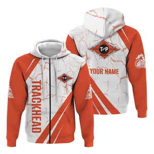 Railspirit Personalized Texas and Pacific Railway Hoodie Crackle Texture Style Train Zip Up Hoodie For Trackhead