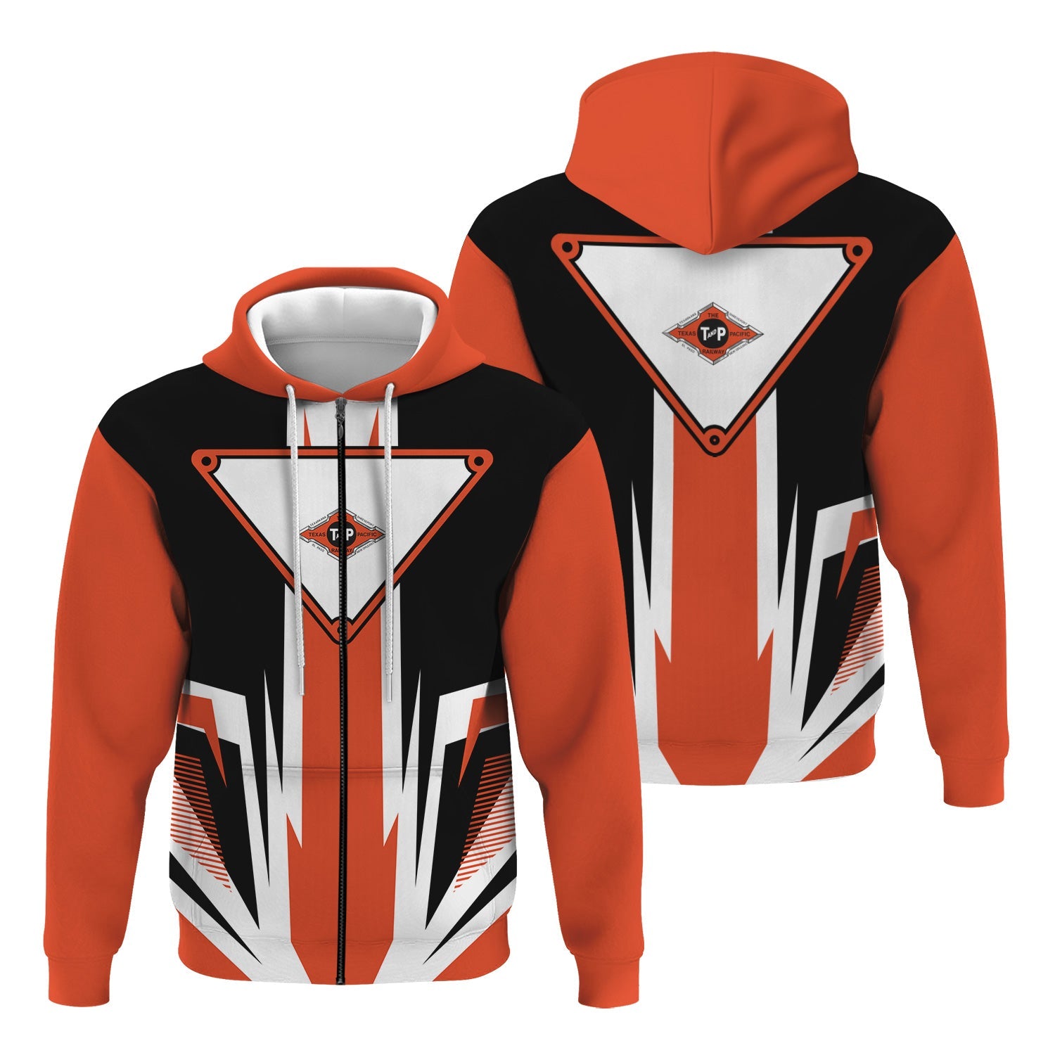 Railspirit Texas and Pacific Railway Hoodie Bold Graphic Style All Over Printed Zip Up Hoodie