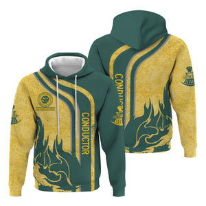 Railspirit Personalized Southern Railway U.S Hoodie Flame Design with Custom Job Position SOU Train Zip Up Hoodie