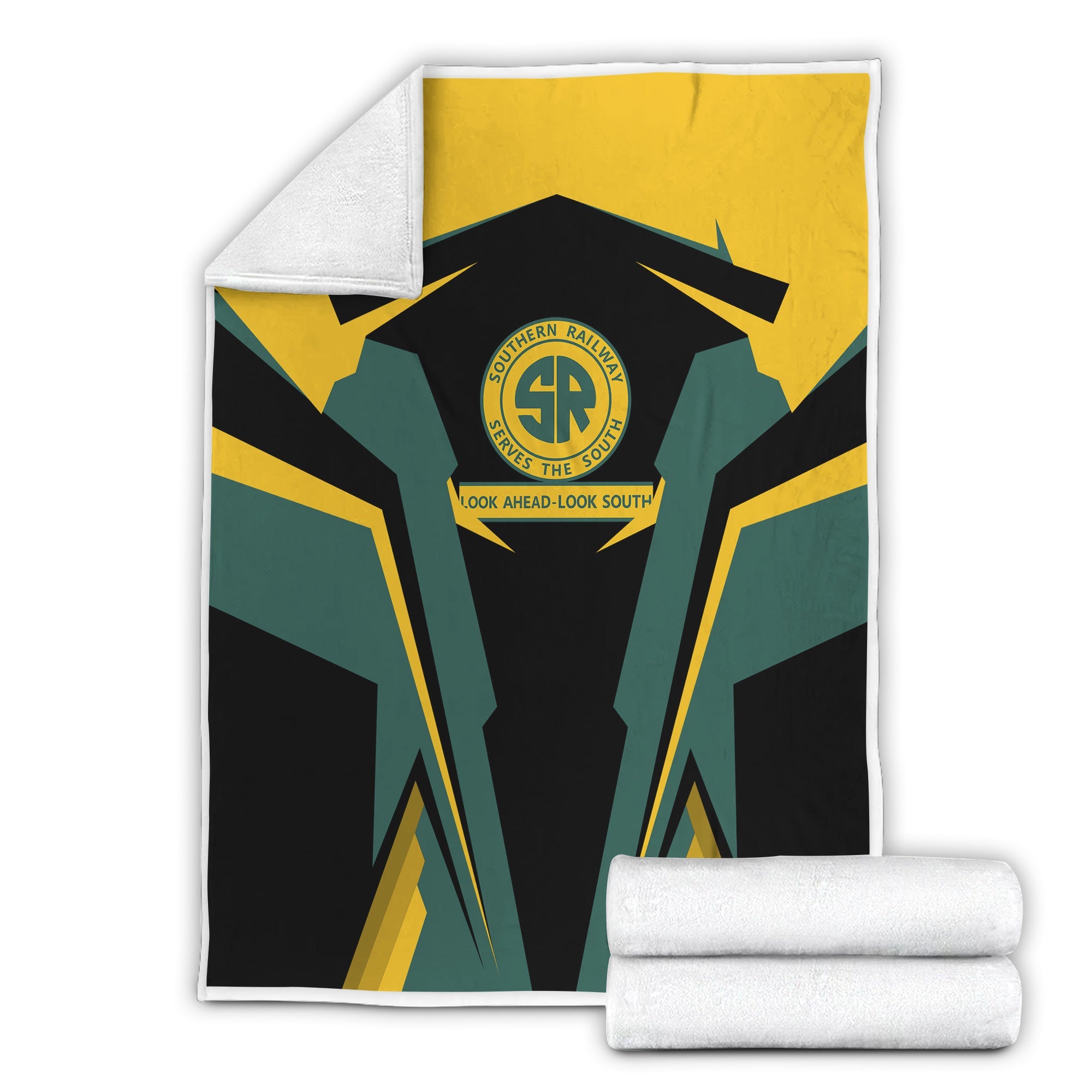 Railspirit Personalized Southern Railway U.S Blanket SOU Strong Line Train Blanket Gift Idea For Train Lover