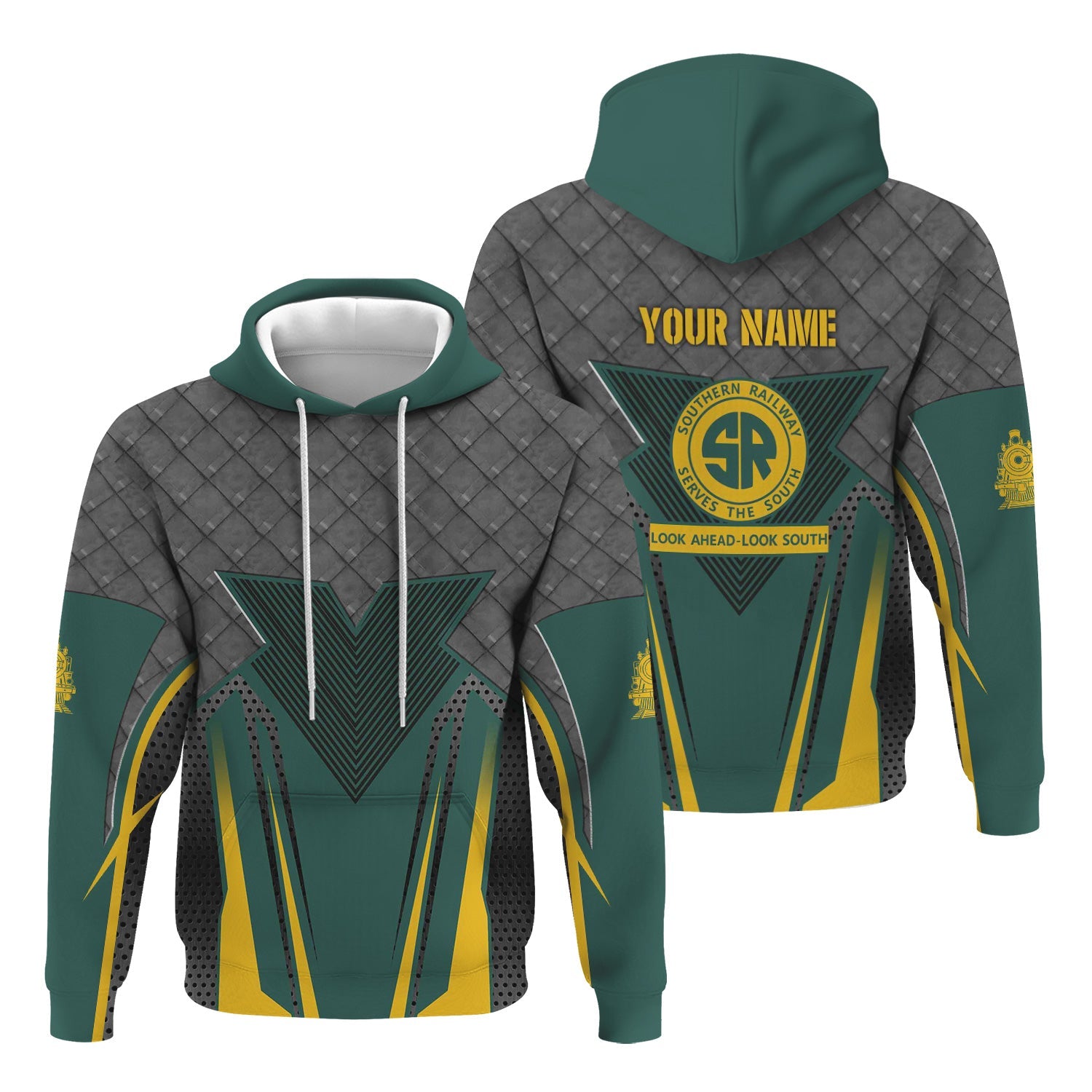 Railspirit Personalized Southern Railway U.S Hoodie Rugged Steel Vibes SOU Train Zip Up Hoodie All Over Print