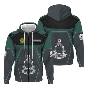 Railspirit Personalized Southern Railway U.S Hoodie Steam Locomotive Engine Graphic SOU Train Zip Up Hoodie All Over Print
