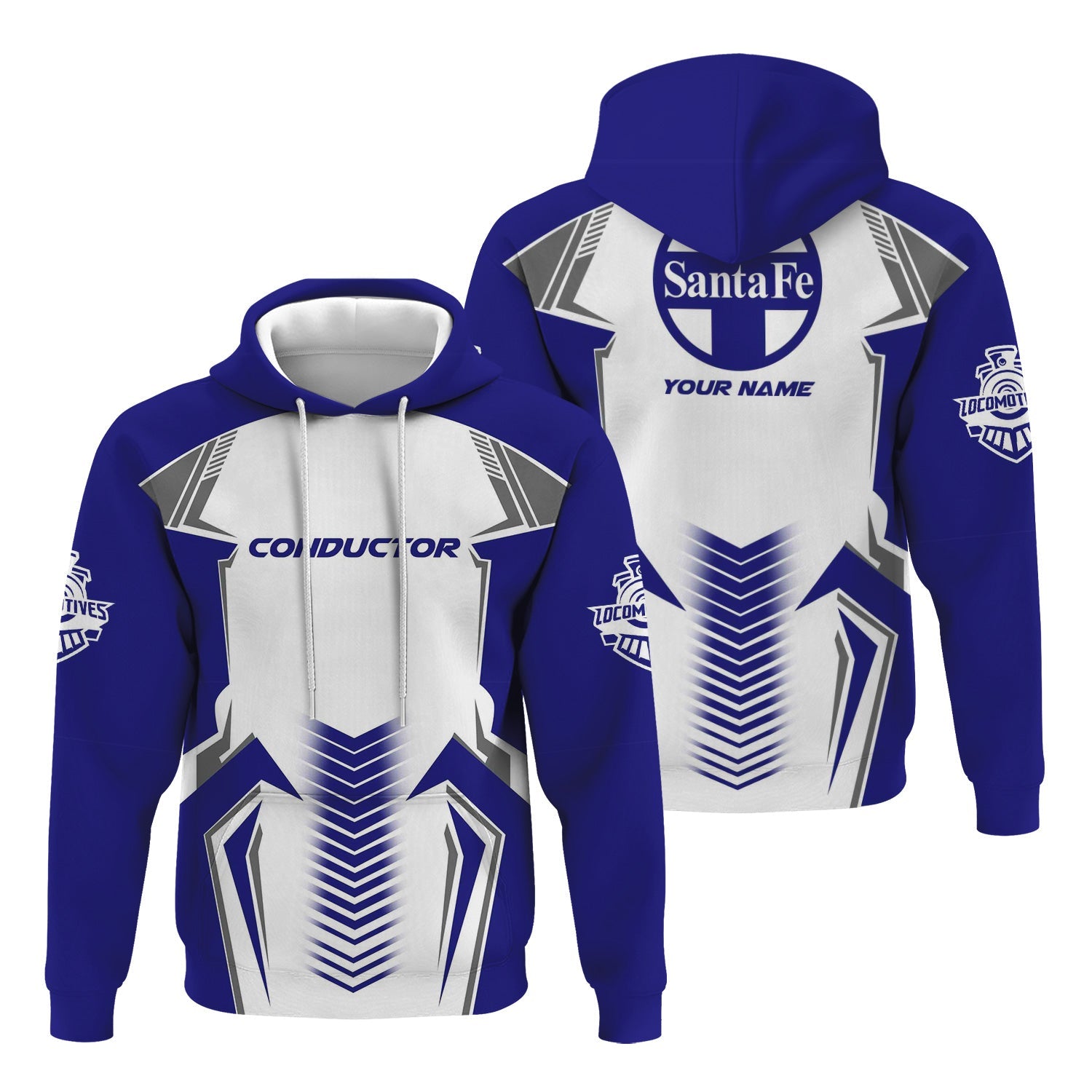 Railspirit Personalized Santa Fe ATSF Railway Hoodie Standout Style with Custom Position Atchison, Topeka and Santa Fe Train Zip Up Hoodie