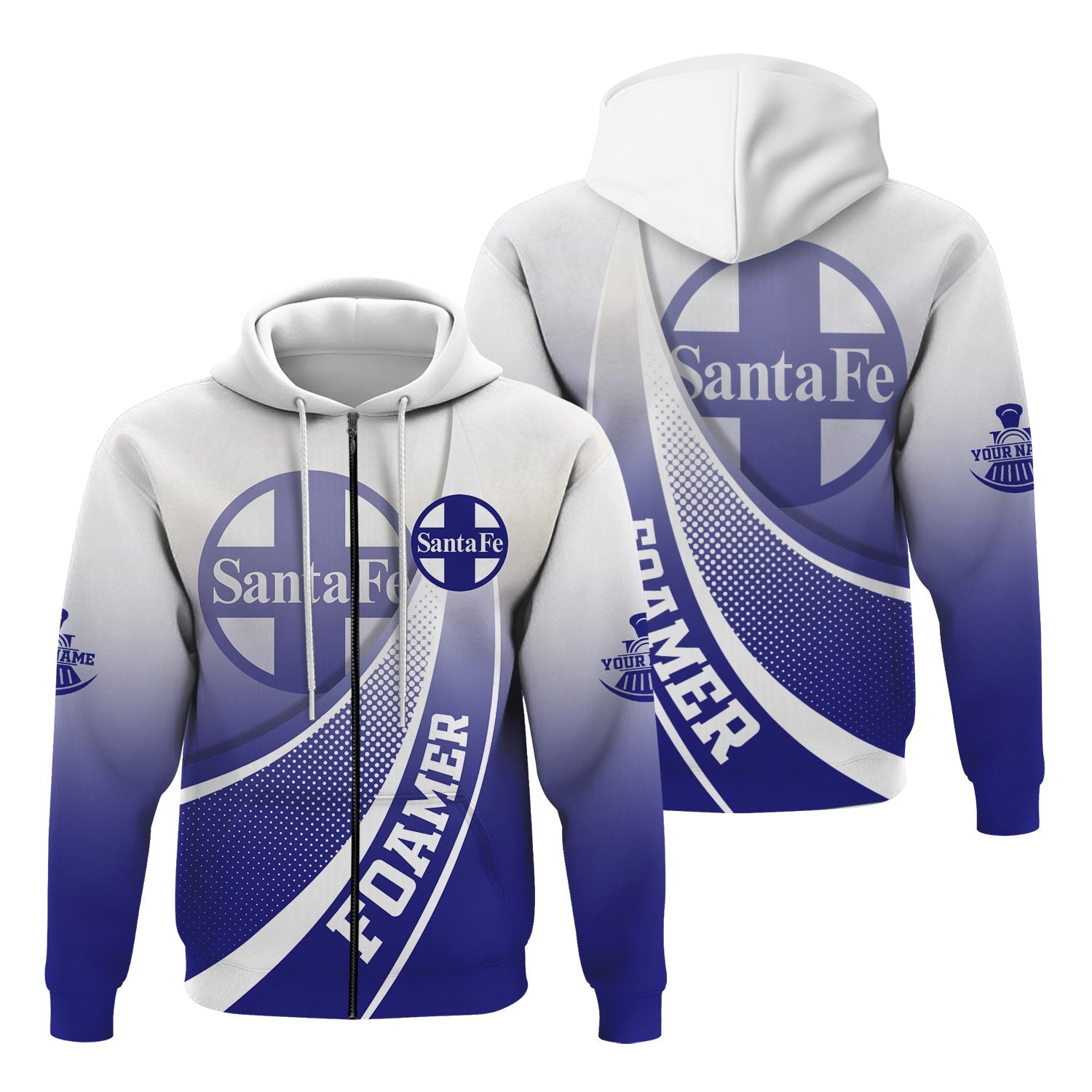 Railspirit Personalized Santa Fe Railway Hoodie Railway-Themed Style Atchison, Topeka and Santa Fe Railway Zip Up Hoodie Gift Idea For Trainspotter