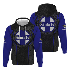 Railspirit Personalized Santa Fe ATSF Railway Hoodie Cracked Metal Design Atchison, Topeka and Santa Fe Train Zip Up Hoodie for Rail Enthusiasts