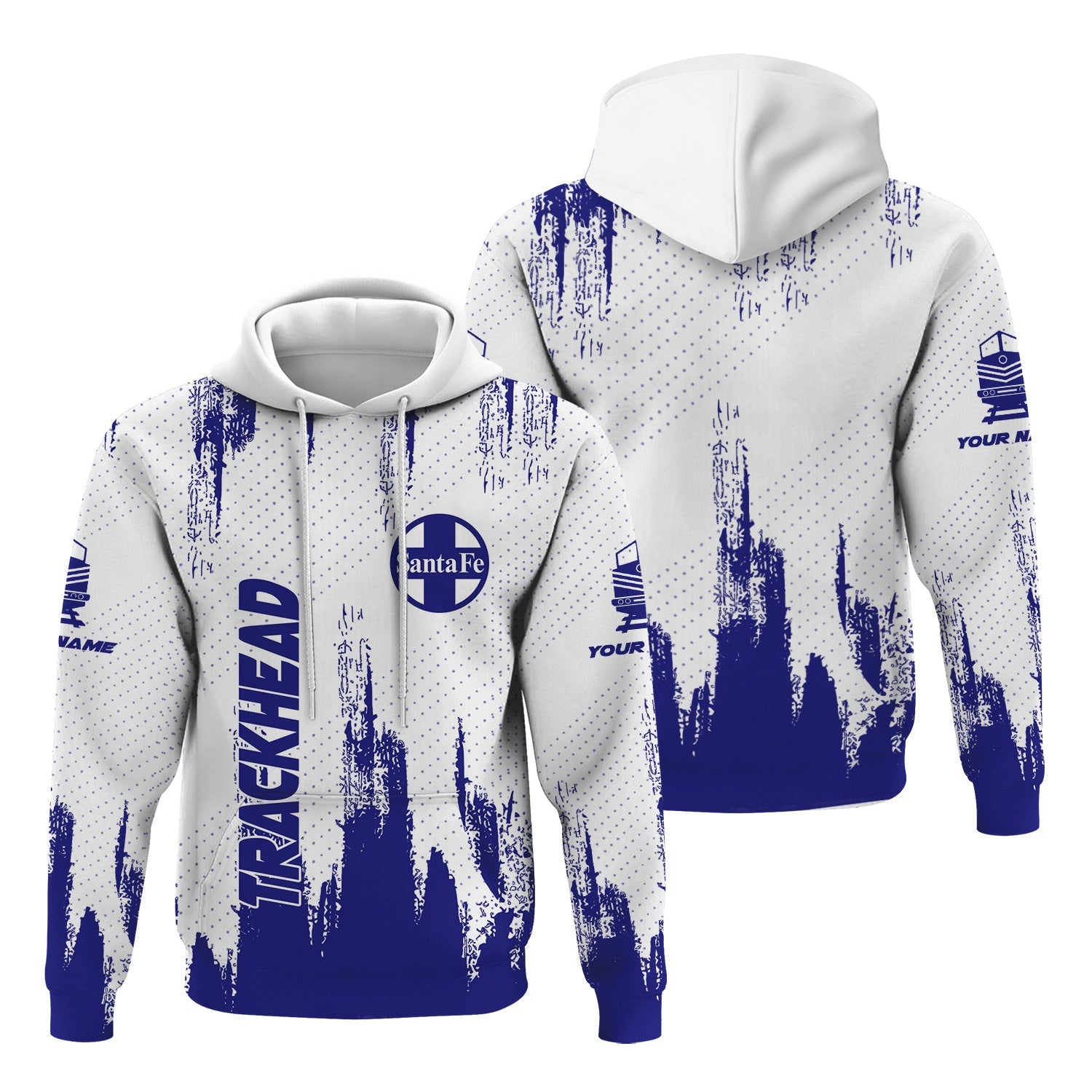 Railspirit Personalized Santa Fe ATSF Railway Hoodie Paint Impact Design Atchison, Topeka and Santa Fe Train Zip Up Hoodie for Trackhead