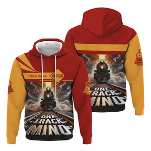 Railspirit Personalized Chicago South Shore and South Bend Railroad Hoodie One Track Mind Train Printed ZIp Up Hoodie