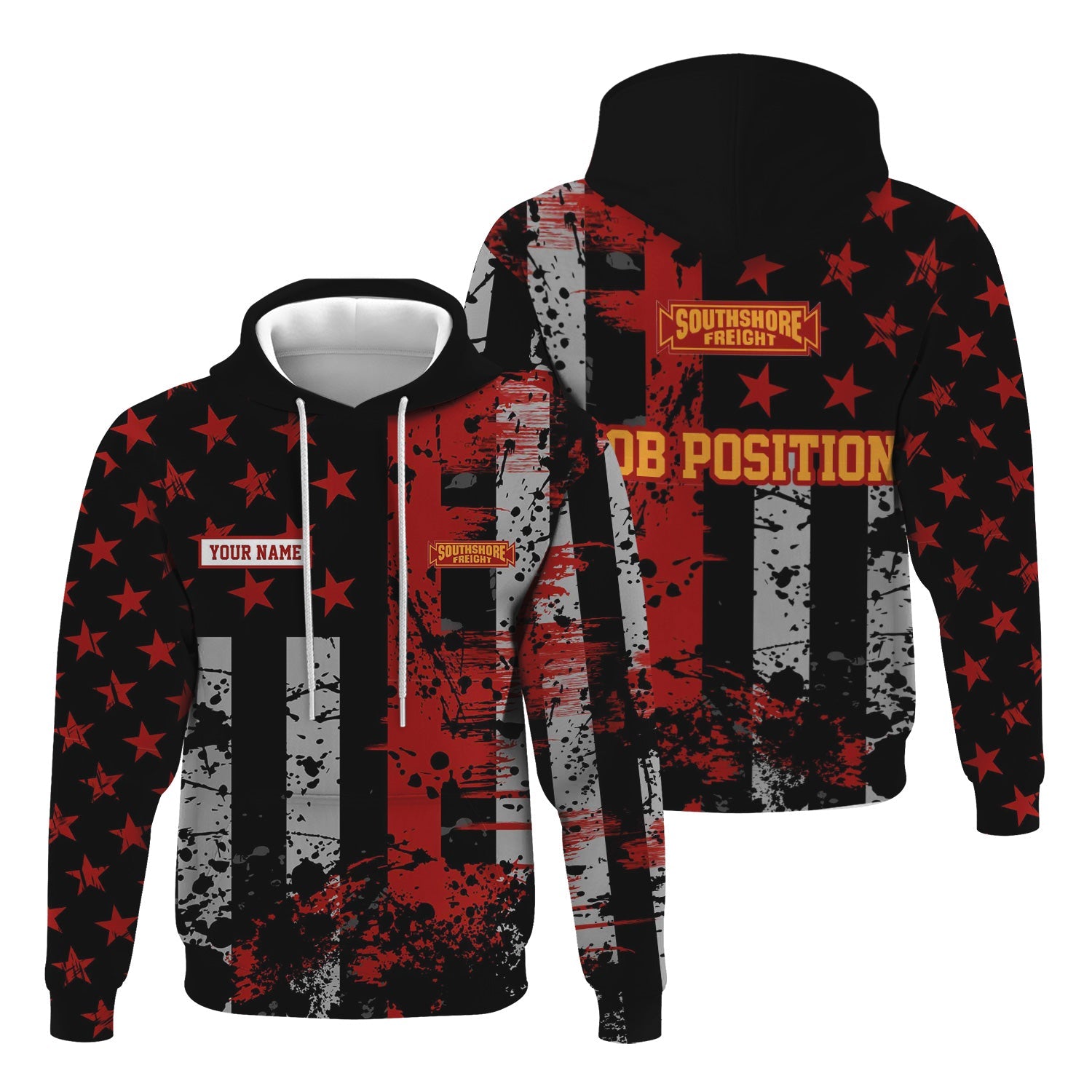 Railspirit Personalized Chicago South Shore and South Bend Railroad Hoodie Artistic Paint American Flag Style Train Zip Up Hoodie