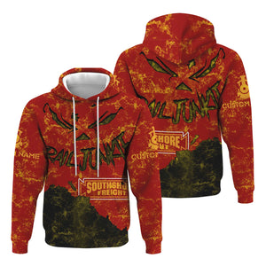 Railspirit Personalized Chicago South Shore and South Bend Railroad Hoodie Torn Graphic Style Train Zip Up Hoodie For Rail Junkie