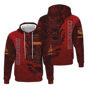Railspirit Personalized Chicago South Shore and South Bend Railroad Hoodie Blazing Style with Custom Position Train Zip Up Hoodie