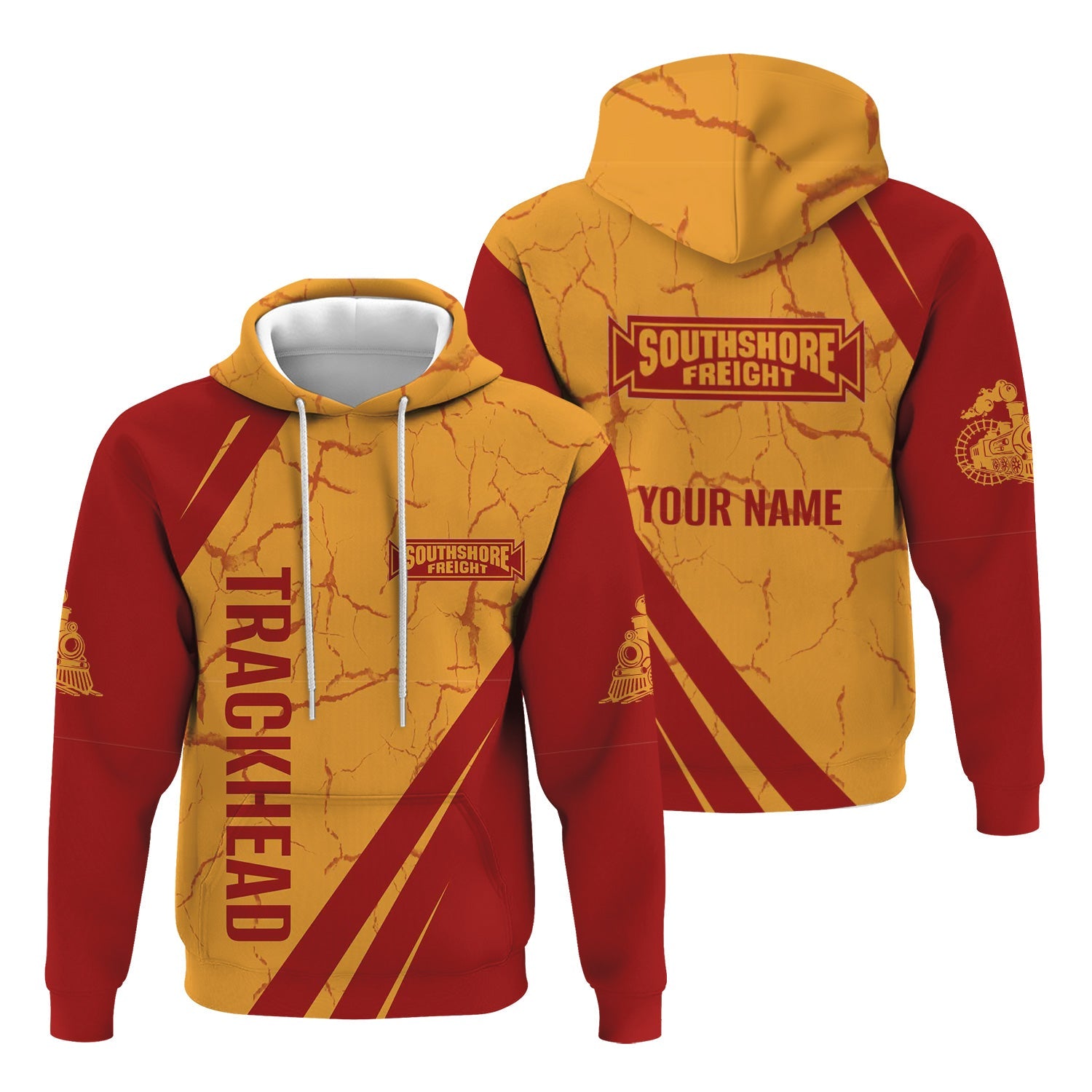 Railspirit Personalized Chicago South Shore and South Bend Railroad Hoodie Crackle Texture Style Train Zip Up Hoodie For Trackhead