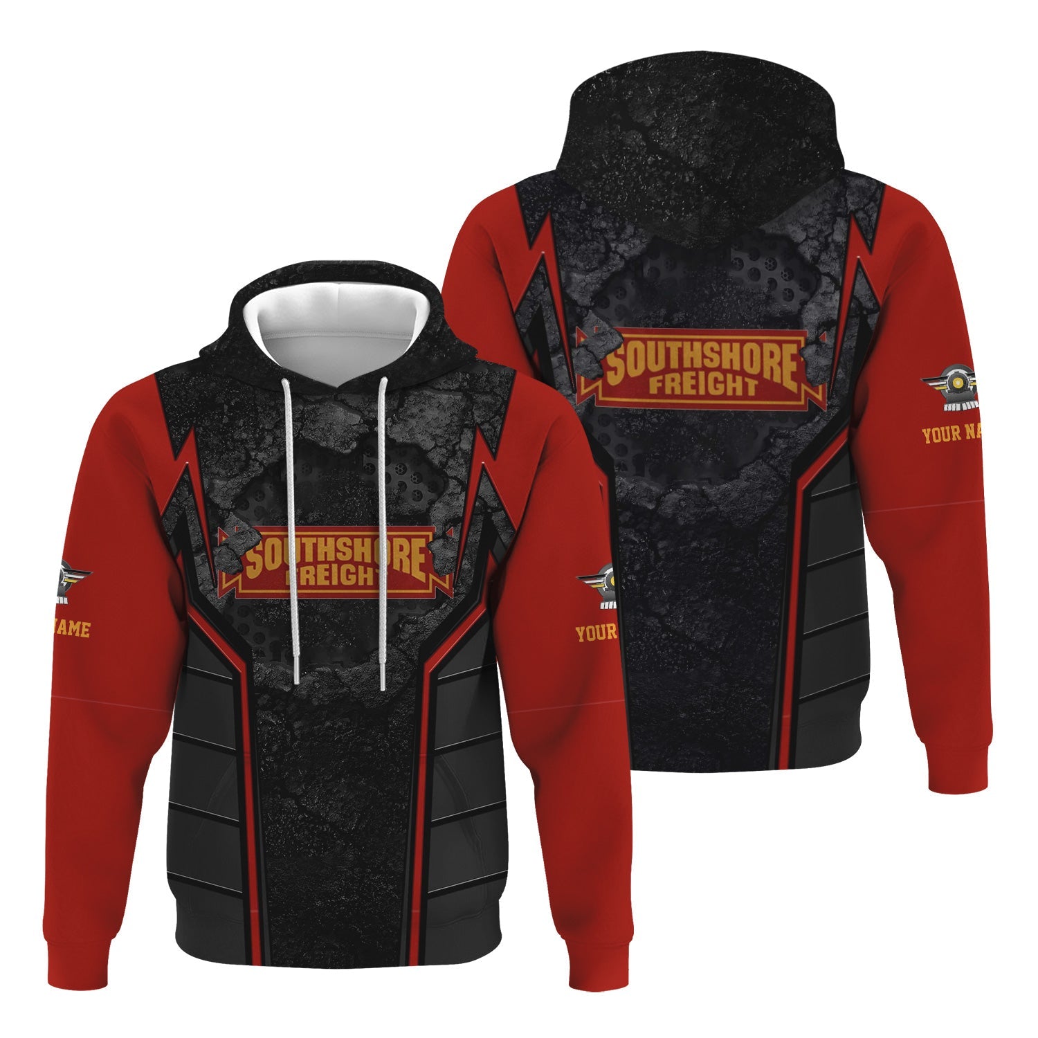 Railspirit Personalized Chicago South Shore and South Bend Railroad Hoodie Cracked Metal Design Train Zip Up Hoodie for Rail Enthusiasts