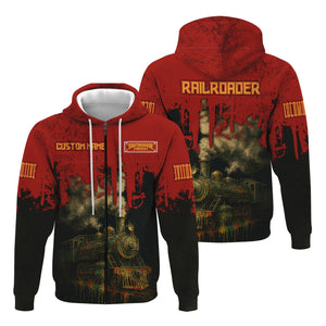 Railspirit Personalized Chicago South Shore and South Bend Railroad Hoodie Vintage Train Art Style Zip Up Hoodie For Locomotive Fans