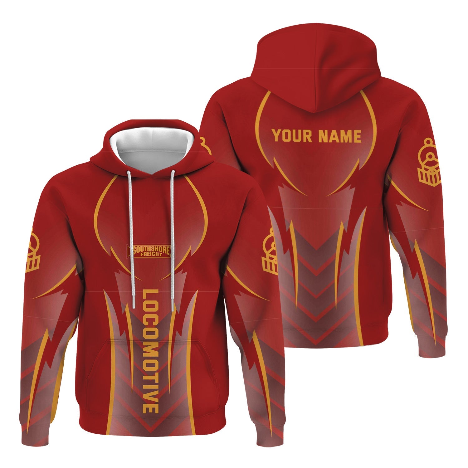 Railspirit Personalized Chicago South Shore and South Bend Railroad Hoodie Striking Line Style Train Zip Up Hoodie For Locomotive Lovers