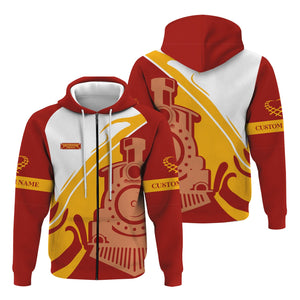 Railspirit Personalized Chicago South Shore and South Bend Railroad Hoodie Flame-Inspired Style Zip Up Hoodie Gift Idea For Train Lovers