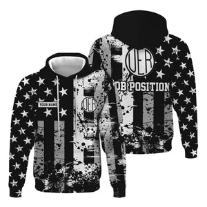Railspirit Personalized Union Electric Railway Hoodie Artistic Paint American Flag Style Train Zip Up Hoodie