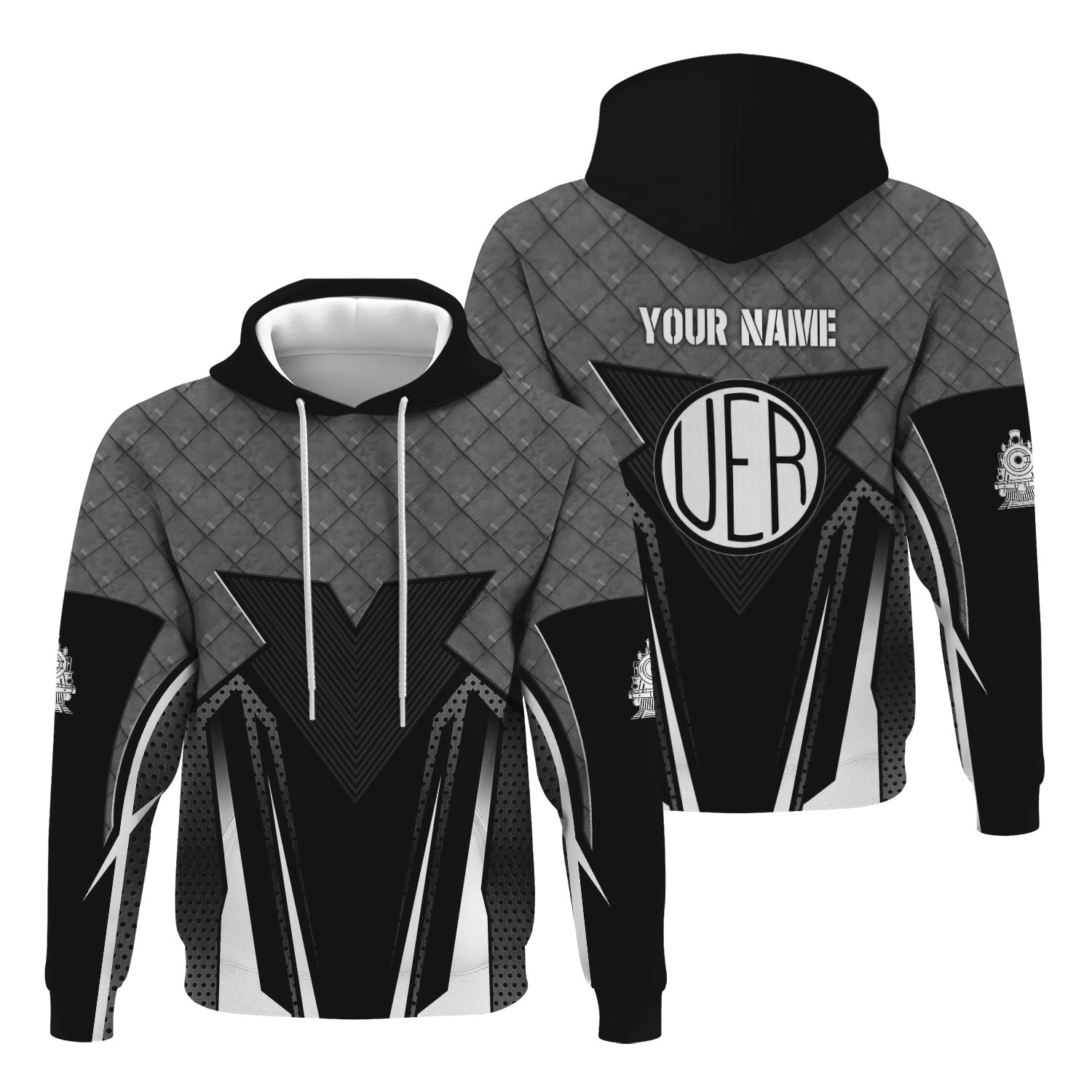 Railspirit Personalized Union Electric Railway Hoodie Rugged Steel Vibes Train Zip Up Hoodie All Over Print