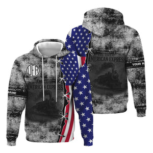 Railspirit Personalized Union Electric Railway Hoodie Retro American Express Train With USA Flag Zip Up Hoodie