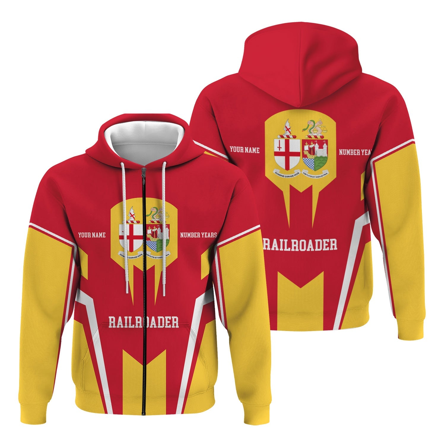 Railspirit Personalized Great Western Railway Hoodie Custom Year Railroader Zip Up Hoodie Gift Idea For Train Lover