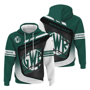 Railspirit Personalized Great Western Railway Hoodie Ripped Texture Style Train Zip Up Hoodie For Railroad Fanatic