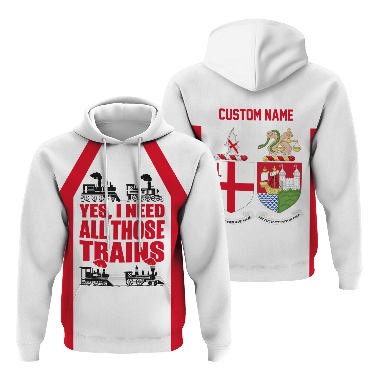 Railspirit Custom Name Great Western Railway Hoodie Yes I Need All Those Train Printed Zip Hoodie