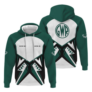 Railspirit Personalized Great Western Railway Hoodie Vibriant Style with Custom Position Train Zip Up Hoodie