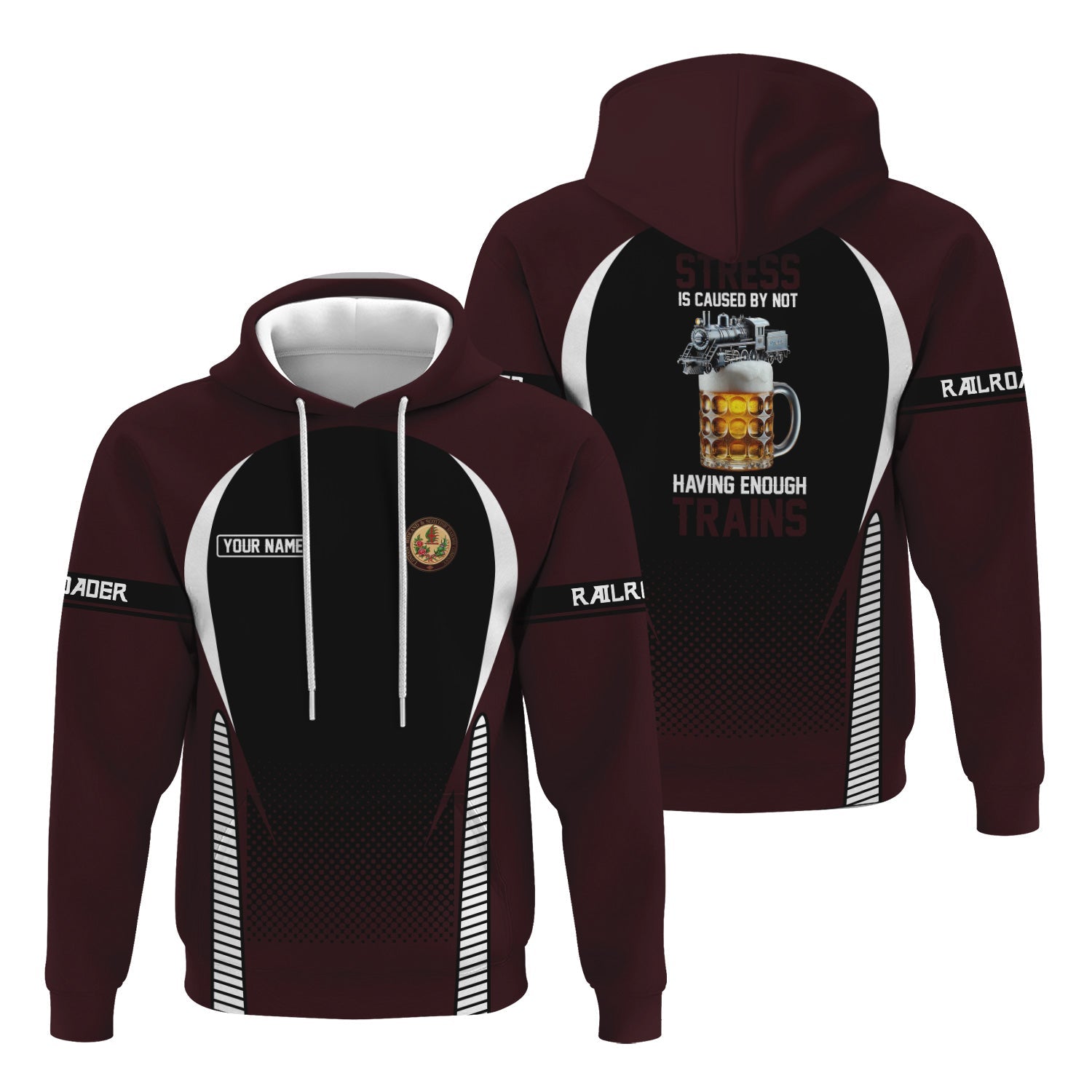 Railspirit Personalized London, Midland and Scottish Railway Hoodie Stress Is Caused By Not Having Enough Trains  Zip Up Hoodie