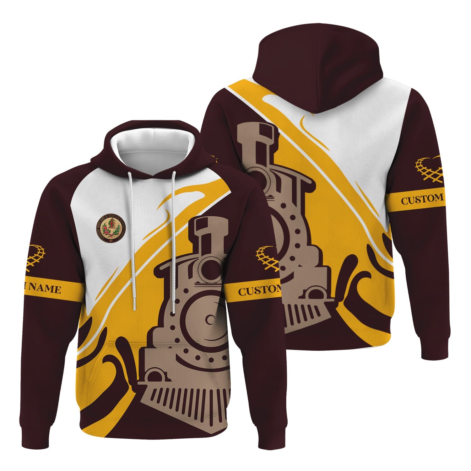 Railspirit Personalized London, Midland and Scottish Railway Hoodie Flame-Inspired Style Zip Up Hoodie Gift Idea For Train Lovers