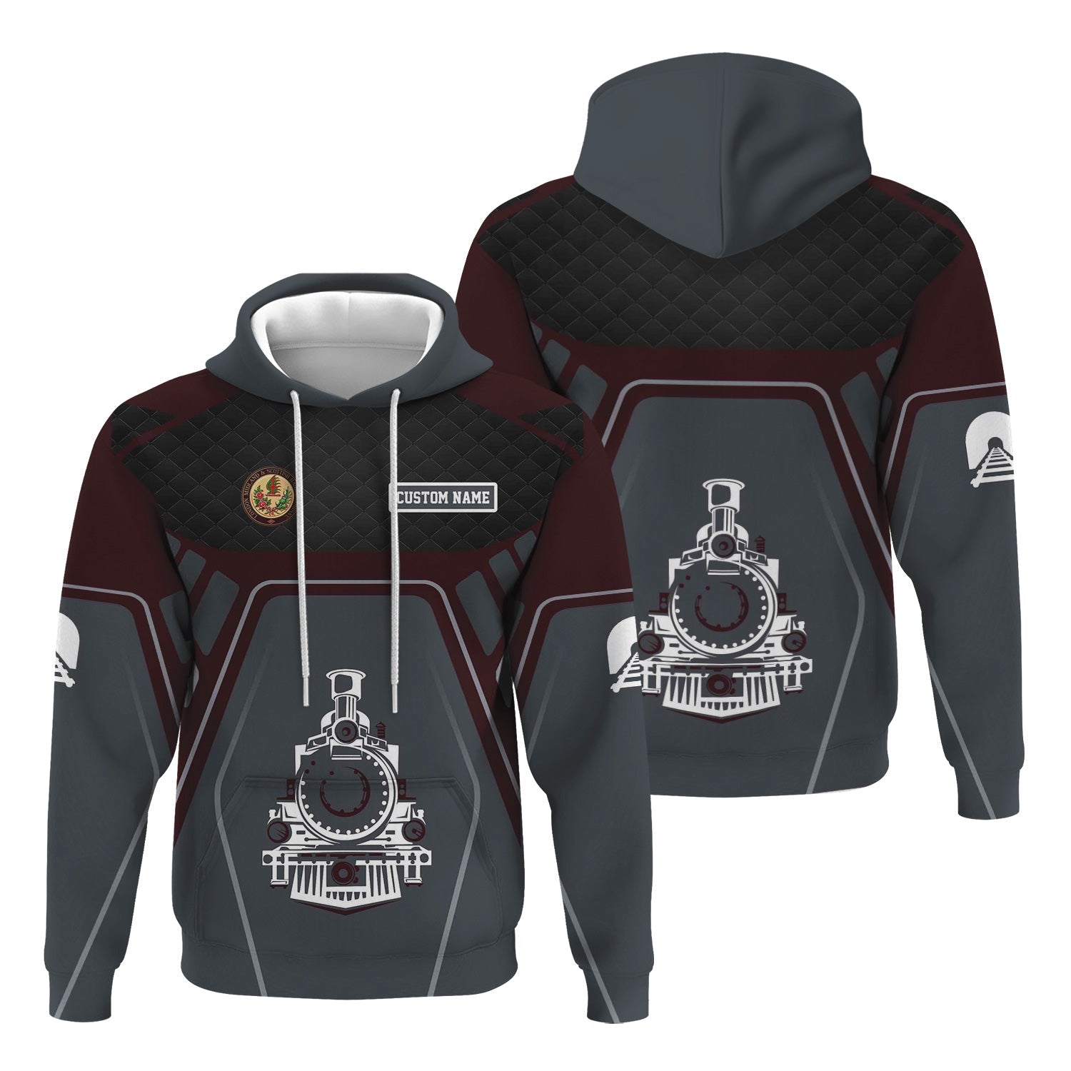 Railspirit Personalized London, Midland and Scottish Railway Hoodie Steam Locomotive Engine Graphic Train Zip Up Hoodie All Over Print