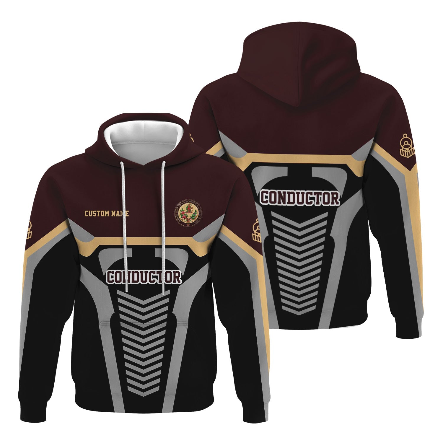 Railspirit Personalized London, Midland and Scottish Railway Hoodie Track-Inspired with Custom Job Position Train Zip Up Hoodie