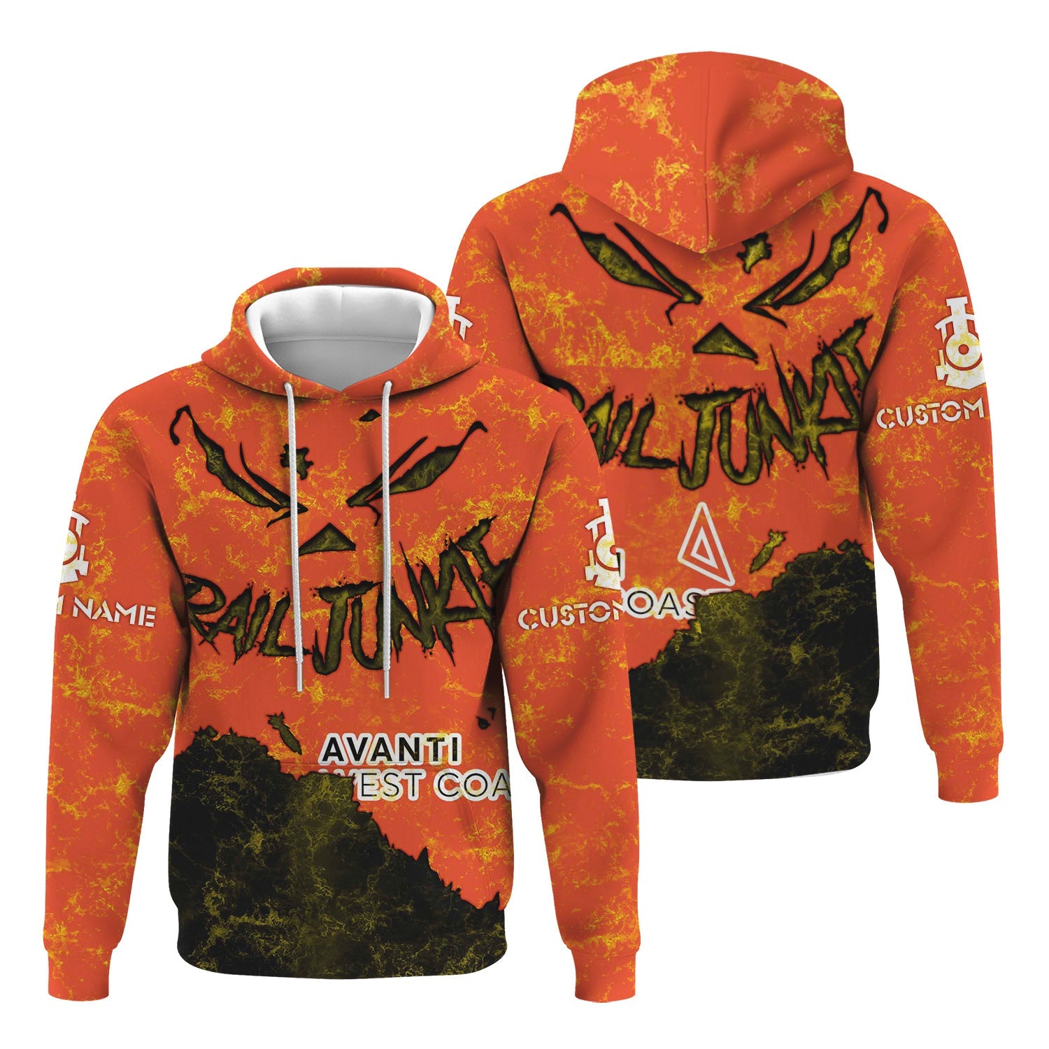 Railspirit Personalized Avanti West Coast Hoodie Torn Graphic Style Train Zip Up Hoodie For Rail Junkie