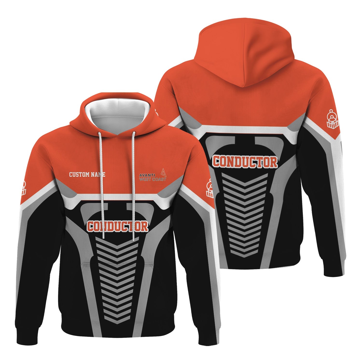 Railspirit Personalized Avanti West Coast Hoodie Track-Inspired with Custom Job Position Train Zip Up Hoodie