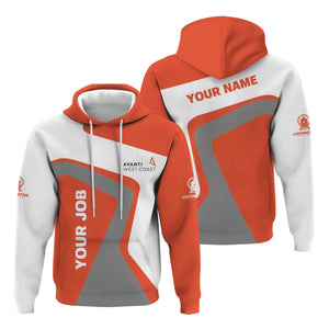 Railspirit Personalized Avanti West Coast Hoodie Unique Design with Custom Job Position Train Zip Up Hoodie