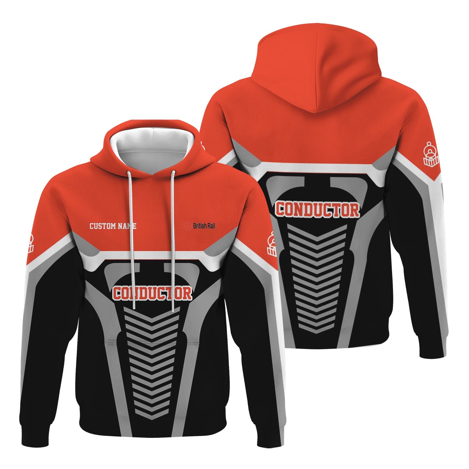 Railspirit Personalized British Railway Hoodie Track-Inspired with Custom Job Position Train Zip Up Hoodie