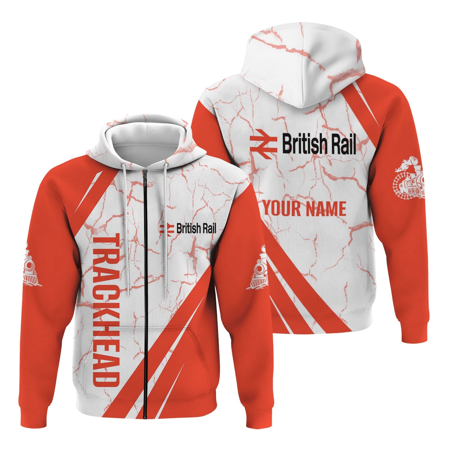 Railspirit Personalized British Railway Hoodie Crackle Texture Style Train Zip Up Hoodie For Trackhead