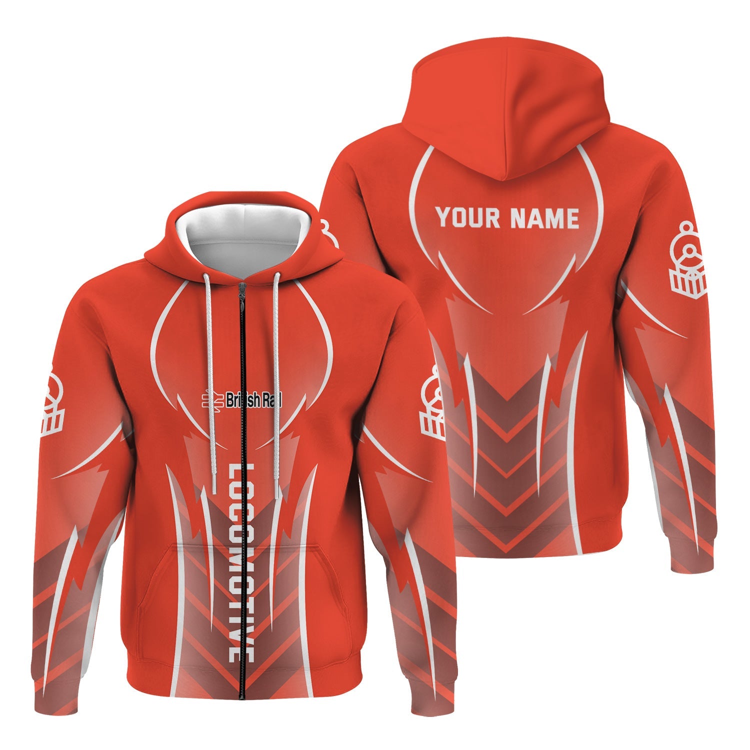 Railspirit Personalized British Railway Hoodie Striking Line Style Train Zip Up Hoodie For Locomotive Lovers