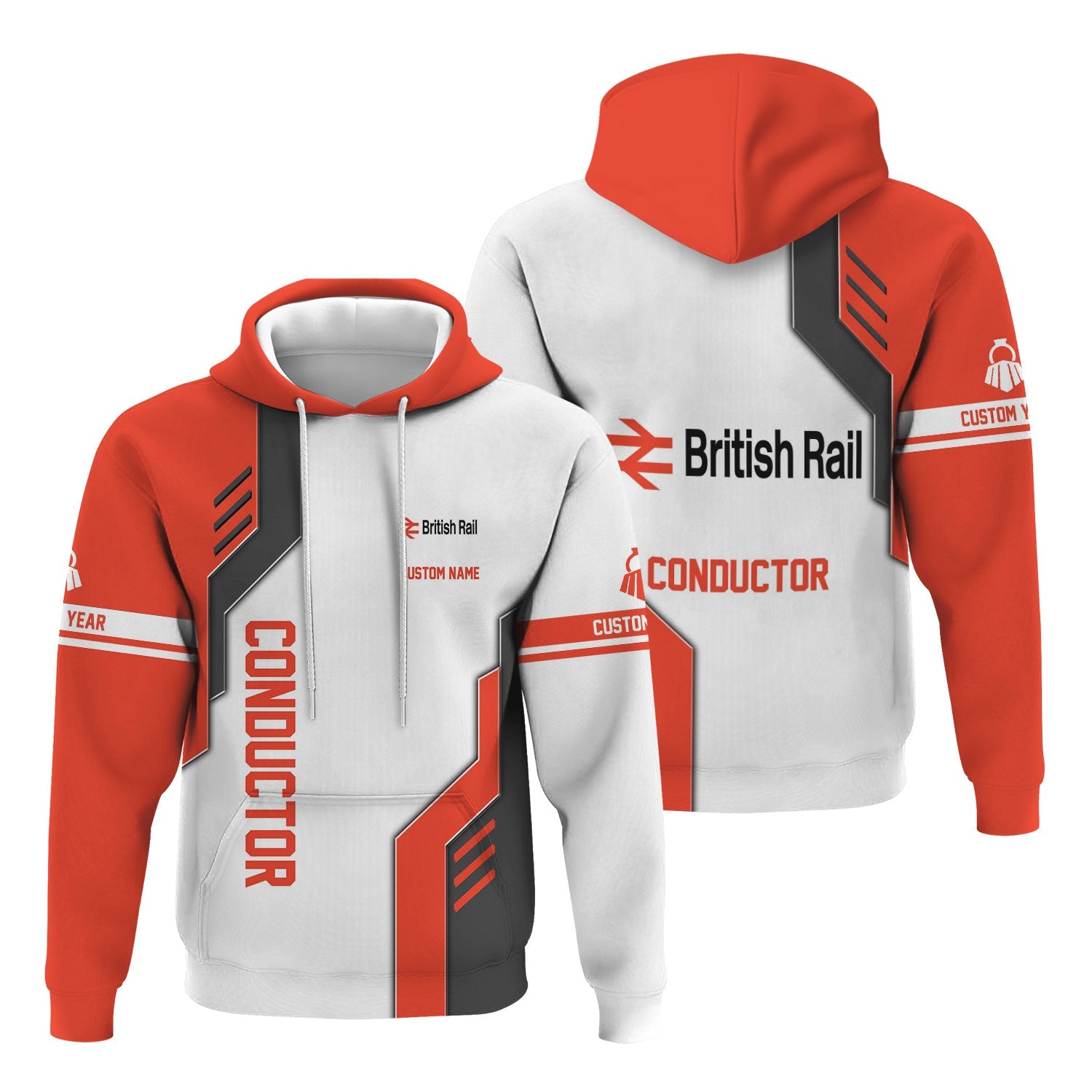 Railspirit Personalized British Railway Hoodie Unique Railway Style with Custom Job Train Zip Up Hoodie