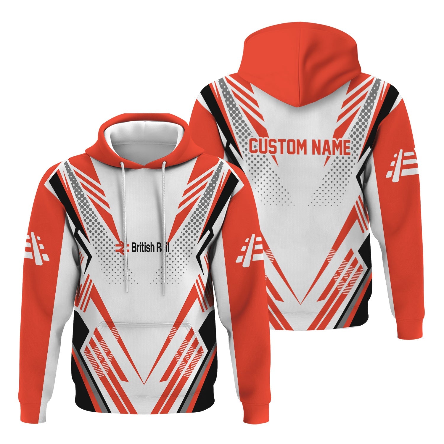 Railspirit Personalized British Railway Hoodie Railroad Tribute Design Train Zip Up Hoodie for Train Lovers