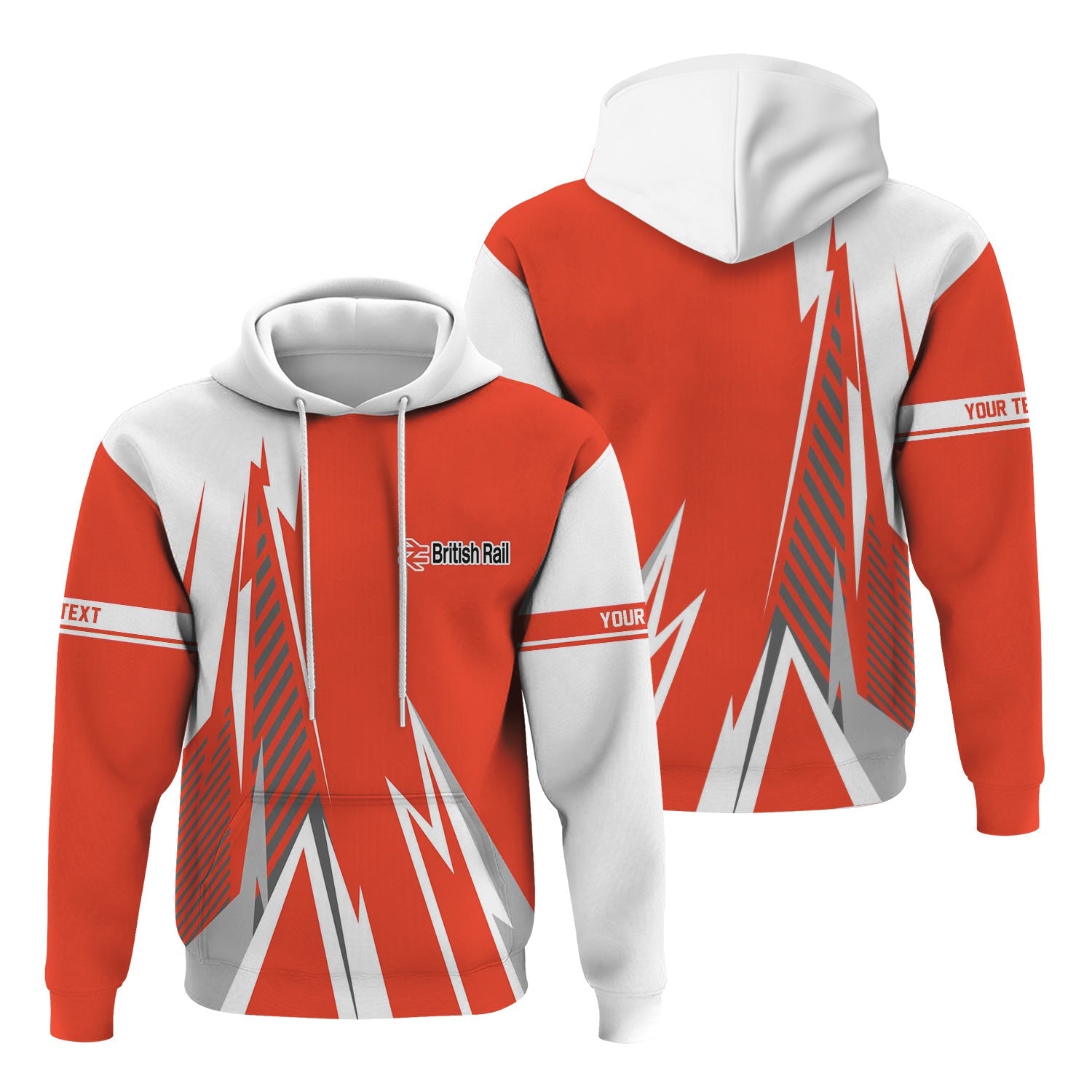 Railspirit Personalized British Railway Hoodie Lightning-Inspired Railway Style Zip Up Hoodie For Train Lovers
