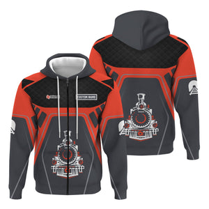Railspirit Personalized British Railway Hoodie Steam Locomotive Engine Graphic Train Zip Up Hoodie All Over Print