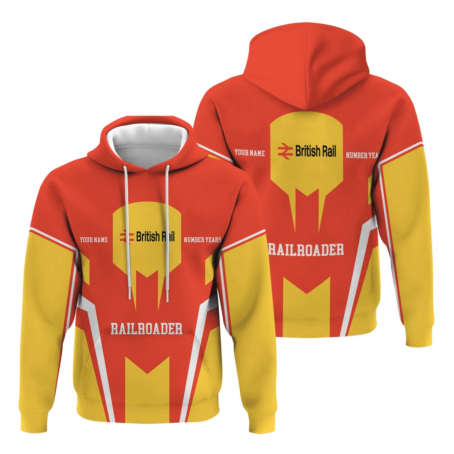Railspirit Personalized British Railway Hoodie Custom Year Railroader Zip Up Hoodie Gift Idea For Train Lover