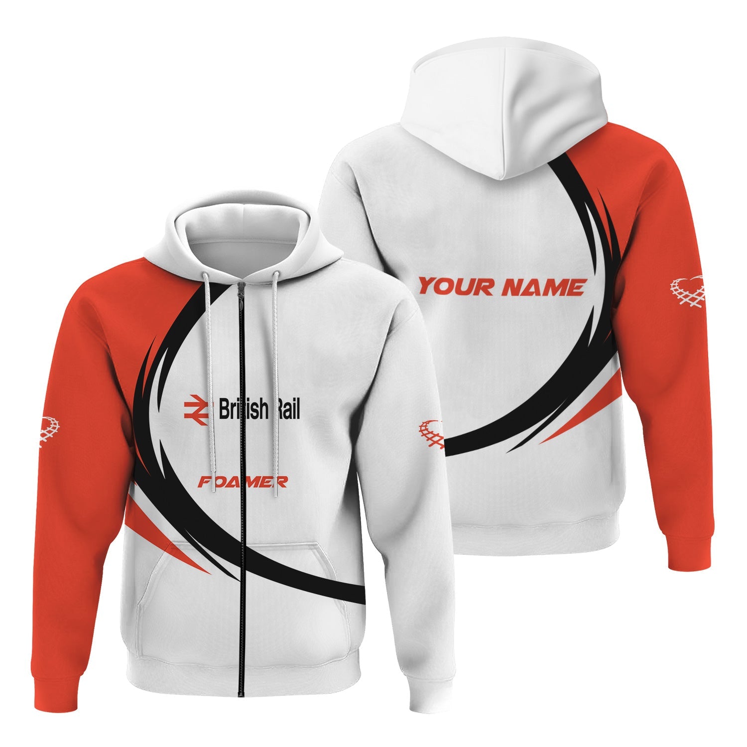 Railspirit Personalized British Railway Hoodie Unique Graphic Style Zip Up Hoodie For Train Enthusiasts