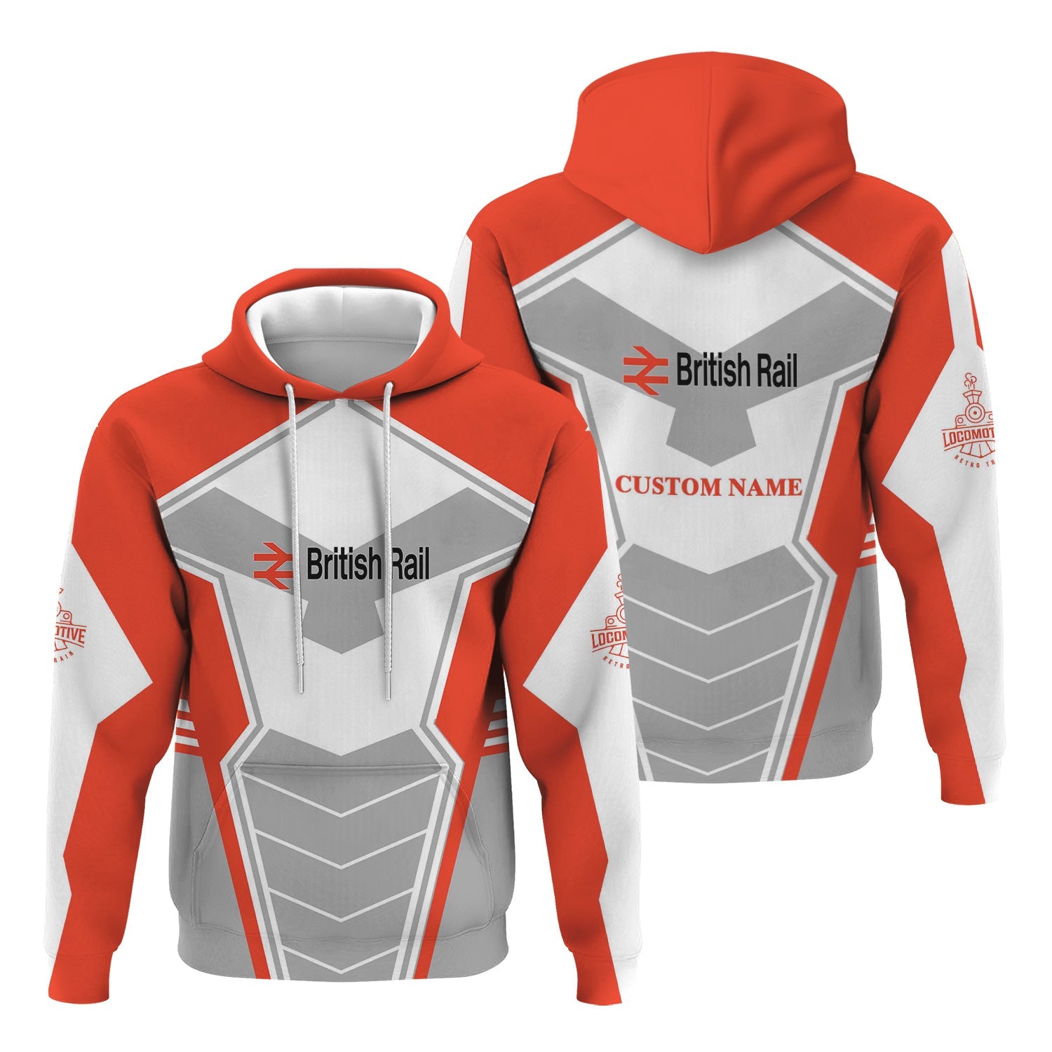Railspirit Personalized British Railway Hoodie Engine-Inspired Style Train Zip Up Hoodie for Railroad Fanatic