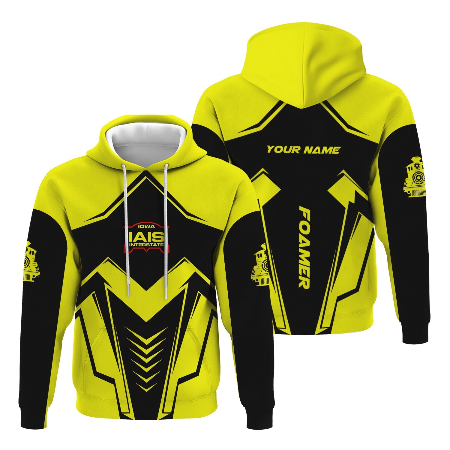 Railspirit Personalized Iowa Interstate Railroad Hoodie Railway Trainspotter Style IAIS Zip Up Hoodie Gift Idea For Foamers