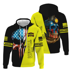 Railspirit Personalized Iowa Interstate Railroad Hoodie Train Skull American Flag IAIS Zip Up Hoodie All Over Print
