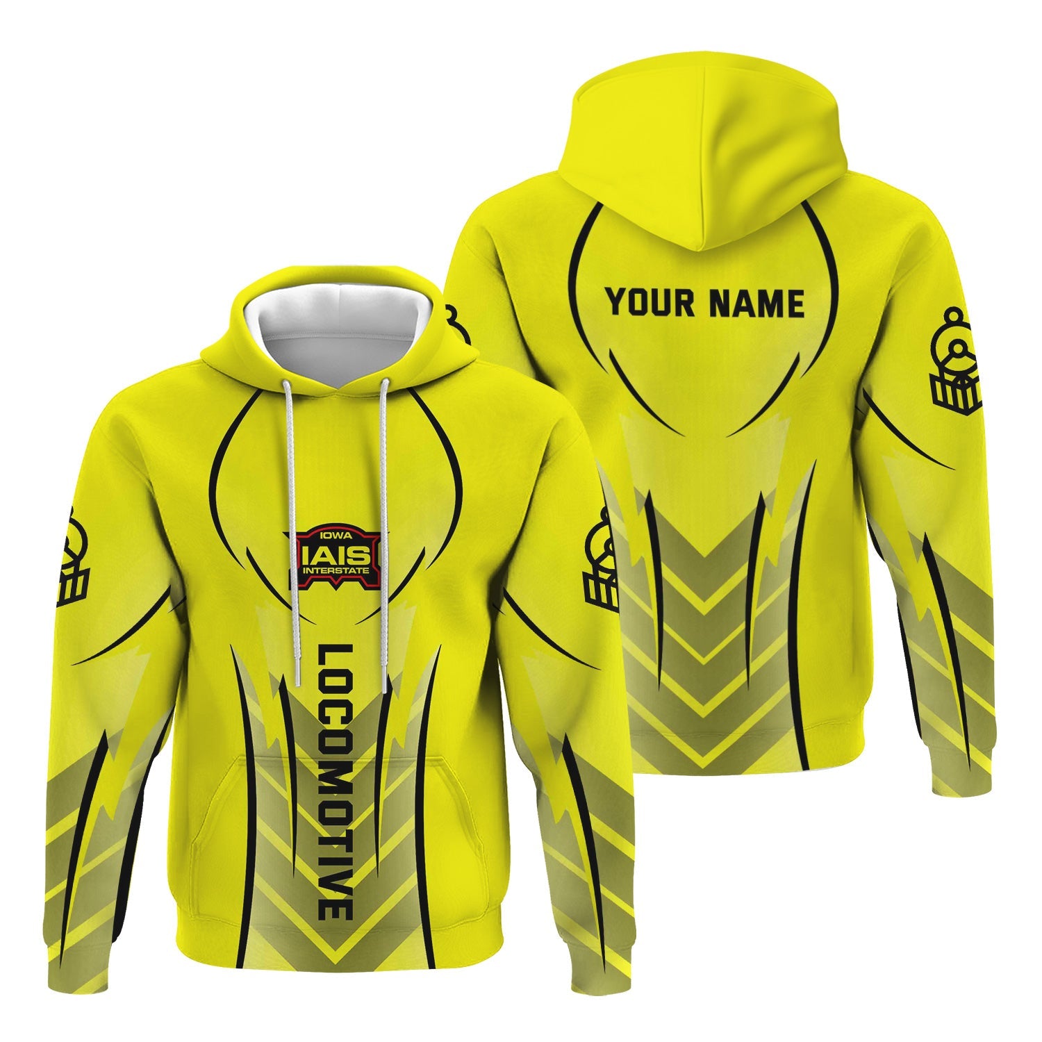 Railspirit Personalized Iowa Interstate Railroad Hoodie Striking Line Style IAIS Train Zip Up Hoodie For Locomotive Lovers