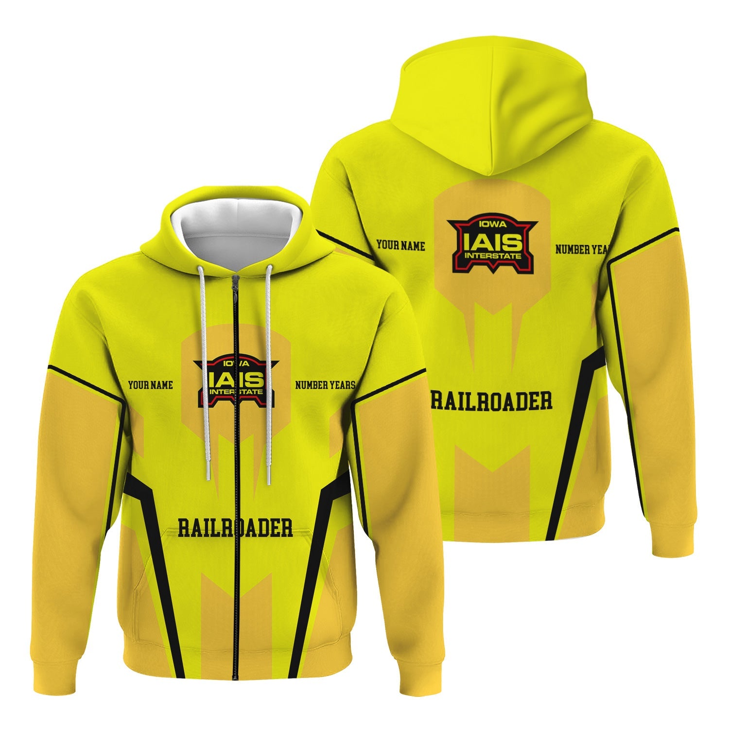 Railspirit Personalized Iowa Interstate Railroad Hoodie Custom Year Railroader IAIS Zip Up Hoodie Gift Idea For Train Lover