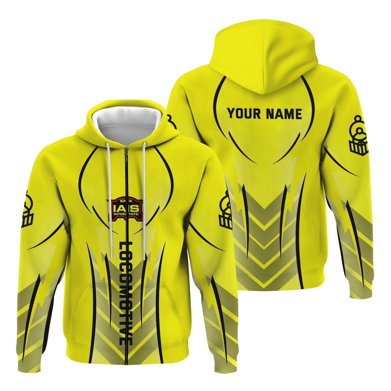 Railspirit Personalized Iowa Interstate Railroad Hoodie Striking Line Style IAIS Train Zip Up Hoodie For Locomotive Lovers