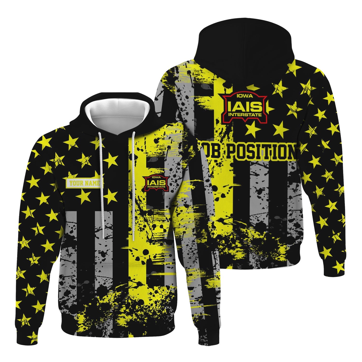 Railspirit Personalized Iowa Interstate Railroad Hoodie Artistic Paint American Flag Style IAIS Train Zip Up Hoodie