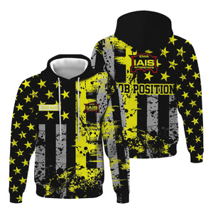 Railspirit Personalized Iowa Interstate Railroad Hoodie Artistic Paint American Flag Style IAIS Train Zip Up Hoodie